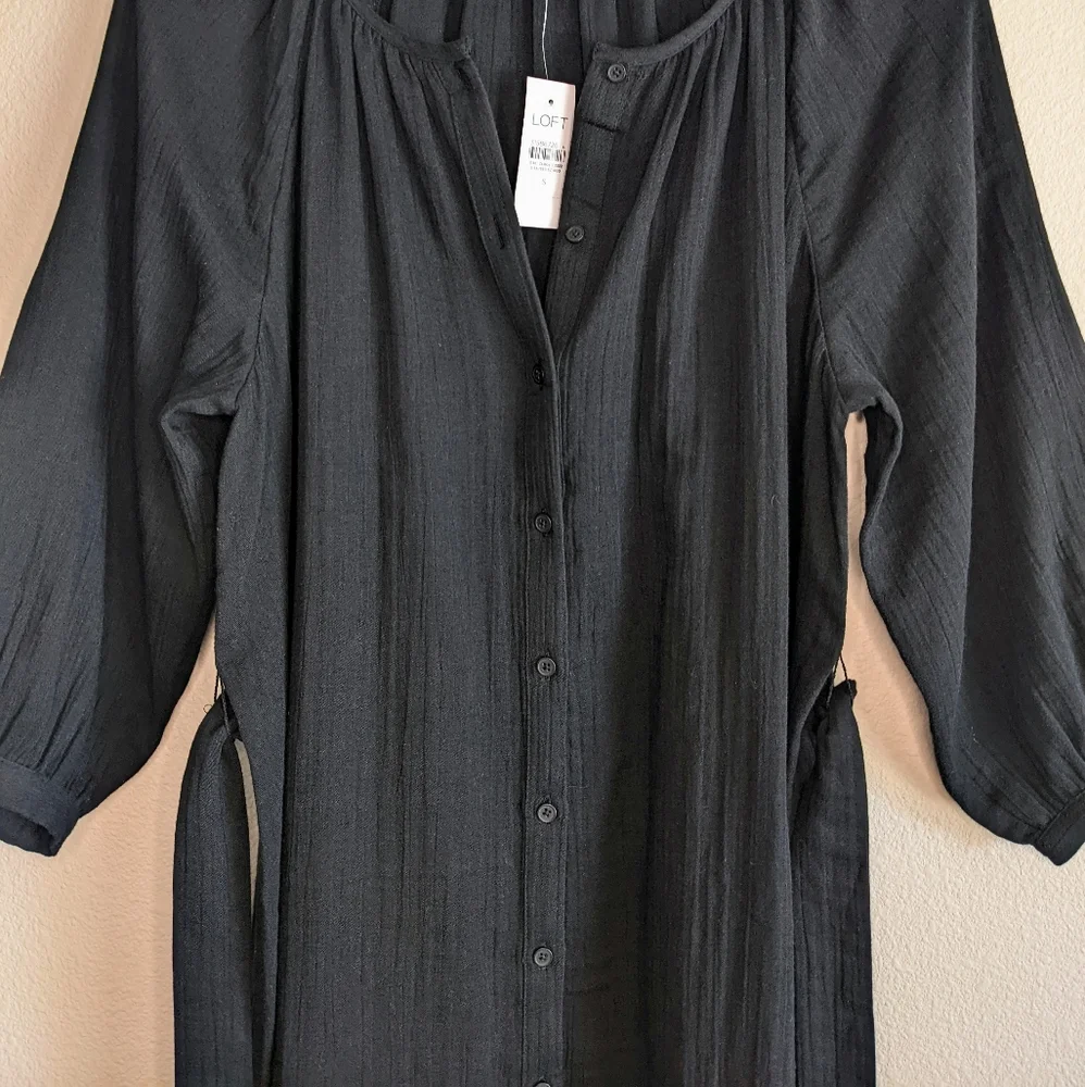 NWT Loft Black Shirt Dress Swim Cover-Up